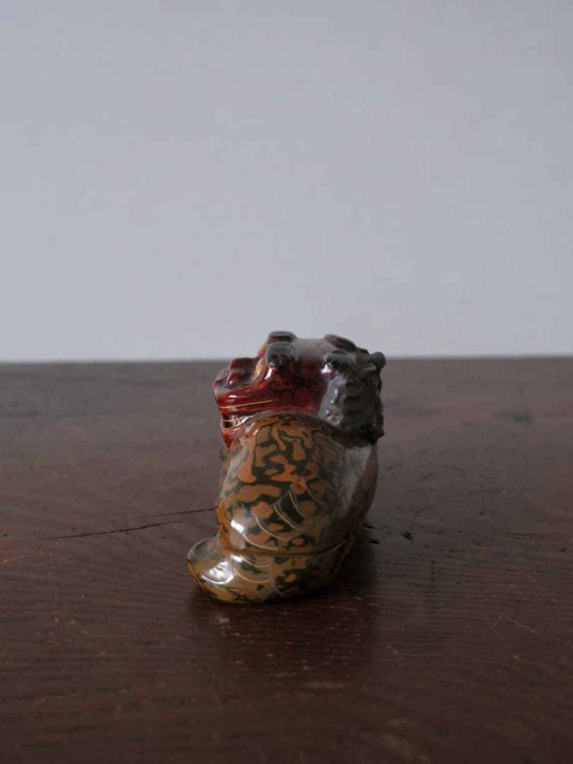 獅子香合　平安塗師　漆工芸　茶道具　香道具　珍しい　箱付　古道具　Q1290