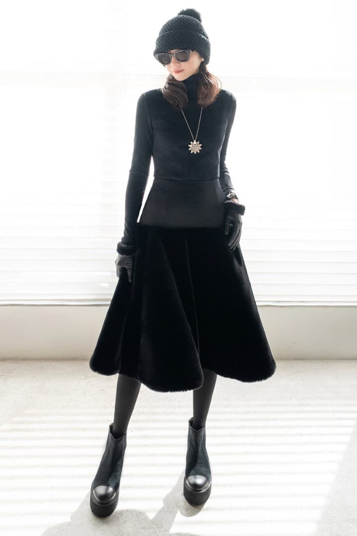 デイジーリンLove fur Rich Flareエコファーサテンフレアスカート