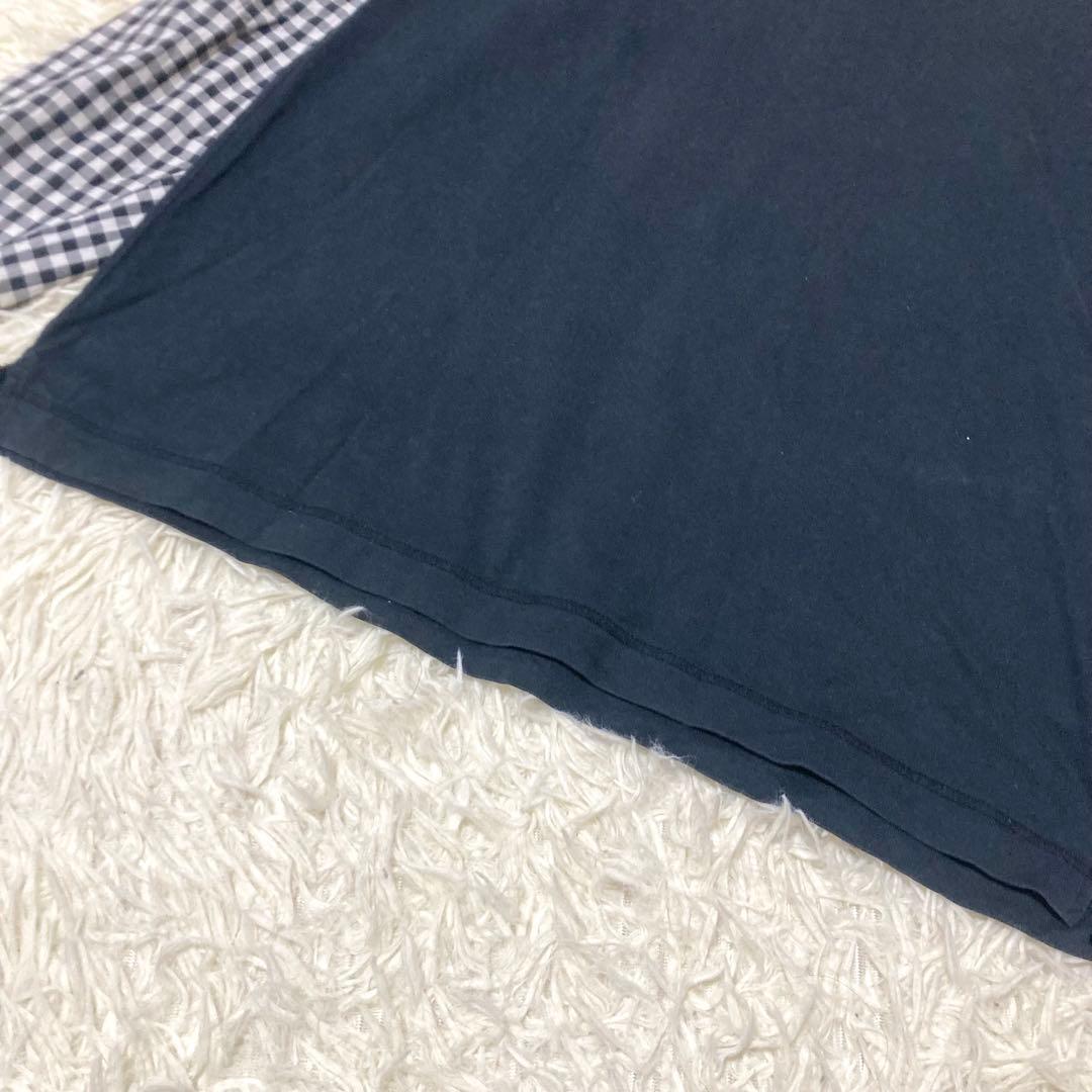 ISSEY MIYAKE MEN Tシャツ　長袖　袖切替　ドッキング　チェック