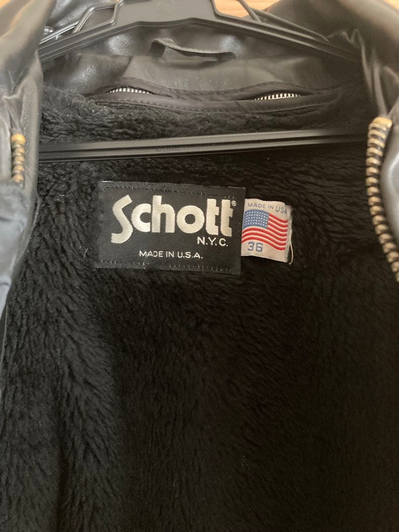 【米国製】Schott レザー ライダースジャケット 黒 36 牛革