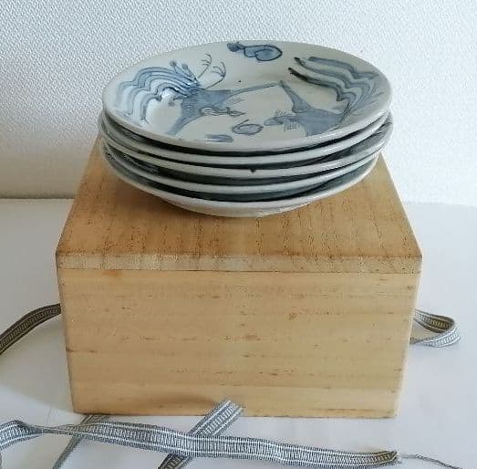 明末〜清初　鳳凰青華(染付)5客