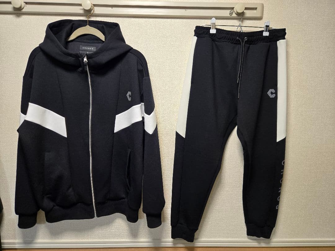 CRONOSクロノス スウェットパーカー＆パンツ セットアップ ブラック Ｍ