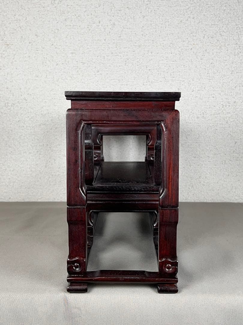 唐木 花台 紫檀 飾り台 香炉台 高低台 華道具 置物台 木製 盆栽台 中国美術