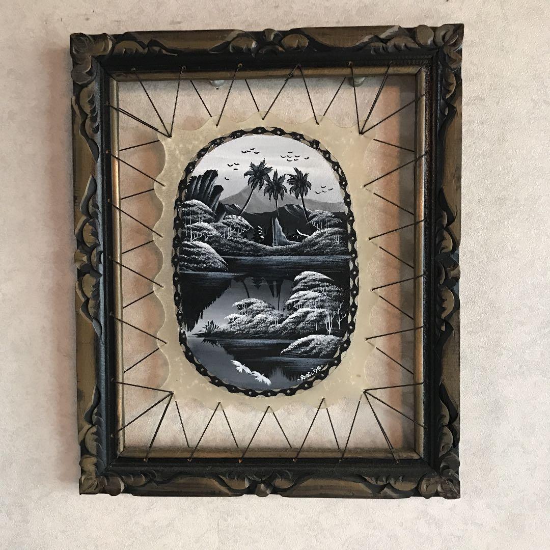 モノクロ絵画壁掛けインテリアバリ島アジアおしゃれインテリア