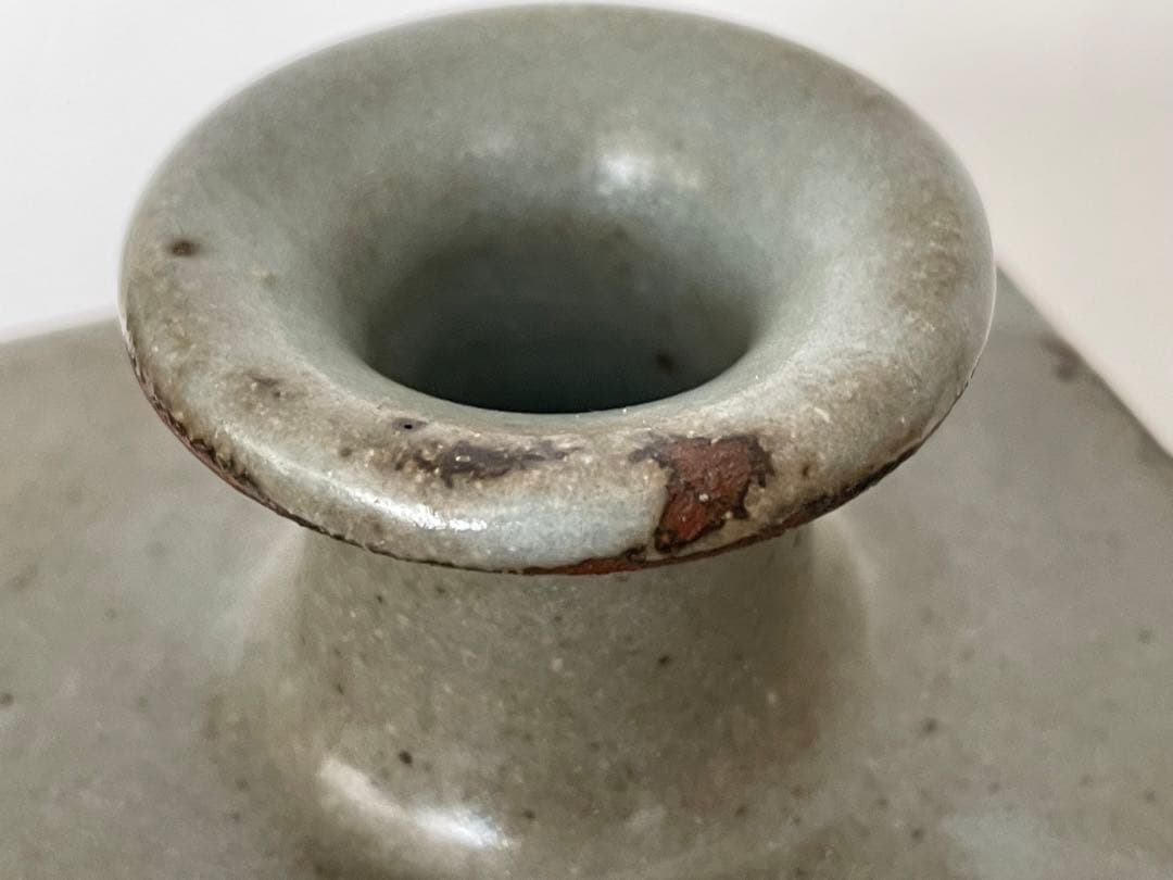 陶芸家　人間国宝　島岡達三　象嵌赤絵　方壺　角瓶　花瓶　花入　縄文象嵌　共箱