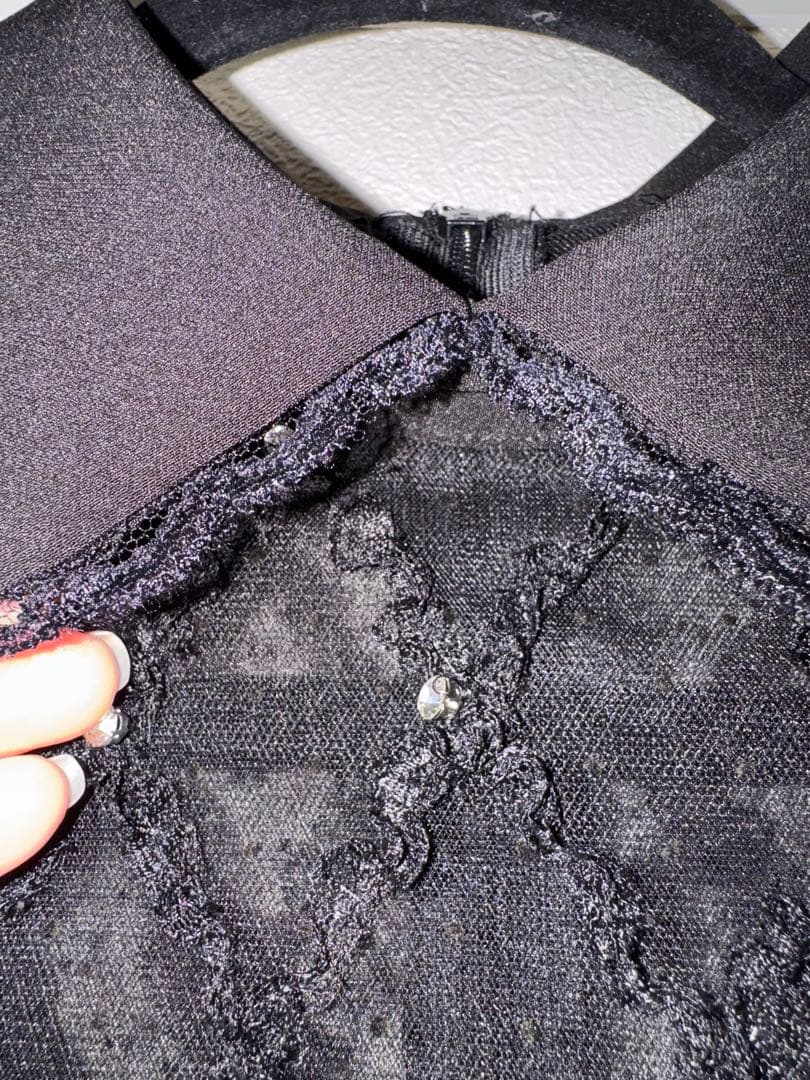 anマーメイド 襟付き フリルデザイン シアー ミニドレス キャバ　sugar