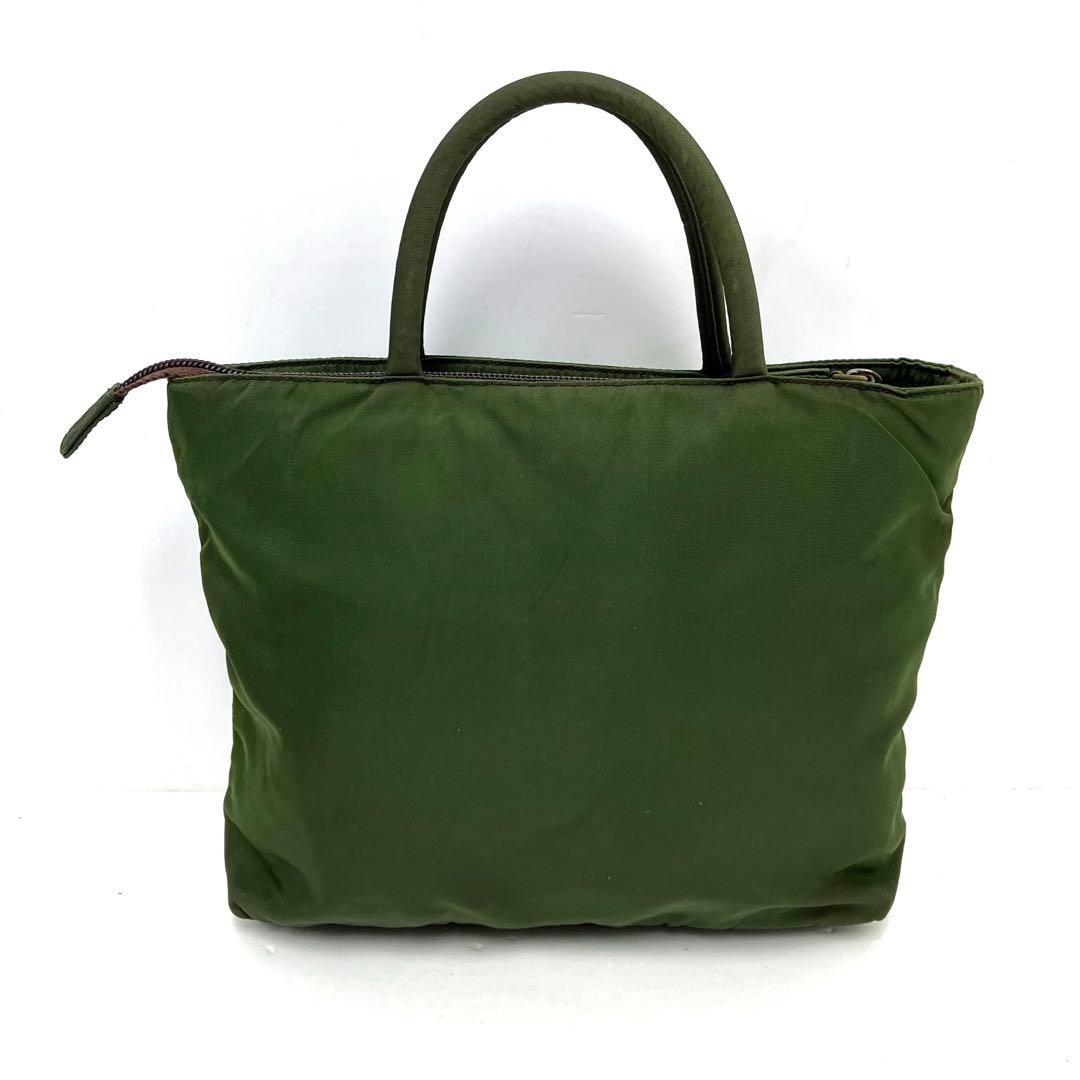 大人気☆PRADA☆プラダ☆ハンドバッグ☆三角プレート☆ナイロン☆ダークグリーン