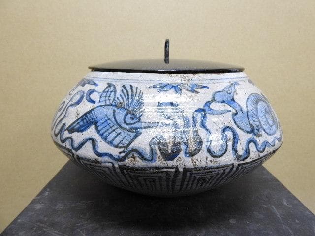 染付水指　清朝？　保存箱有　MA422