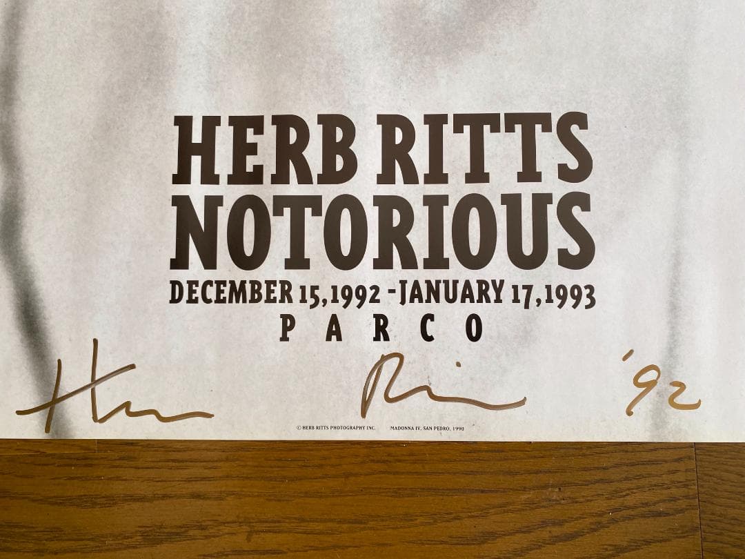 ハーブ・リッツ　1992年写真展ポスター　直筆サイン入り　美品