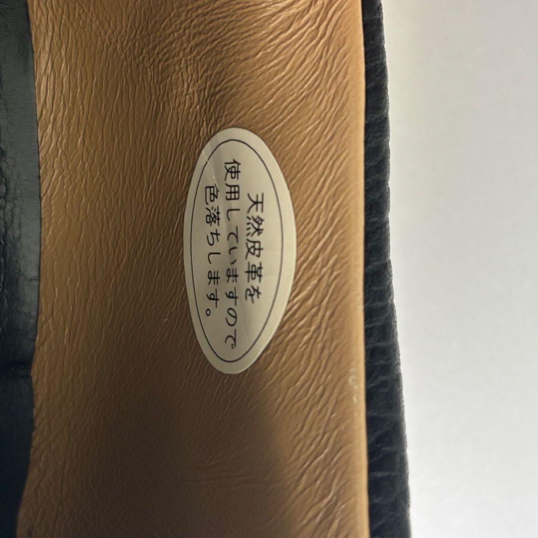 バーバリーロンドン デッキシューズ ネイビー レザー シボ革