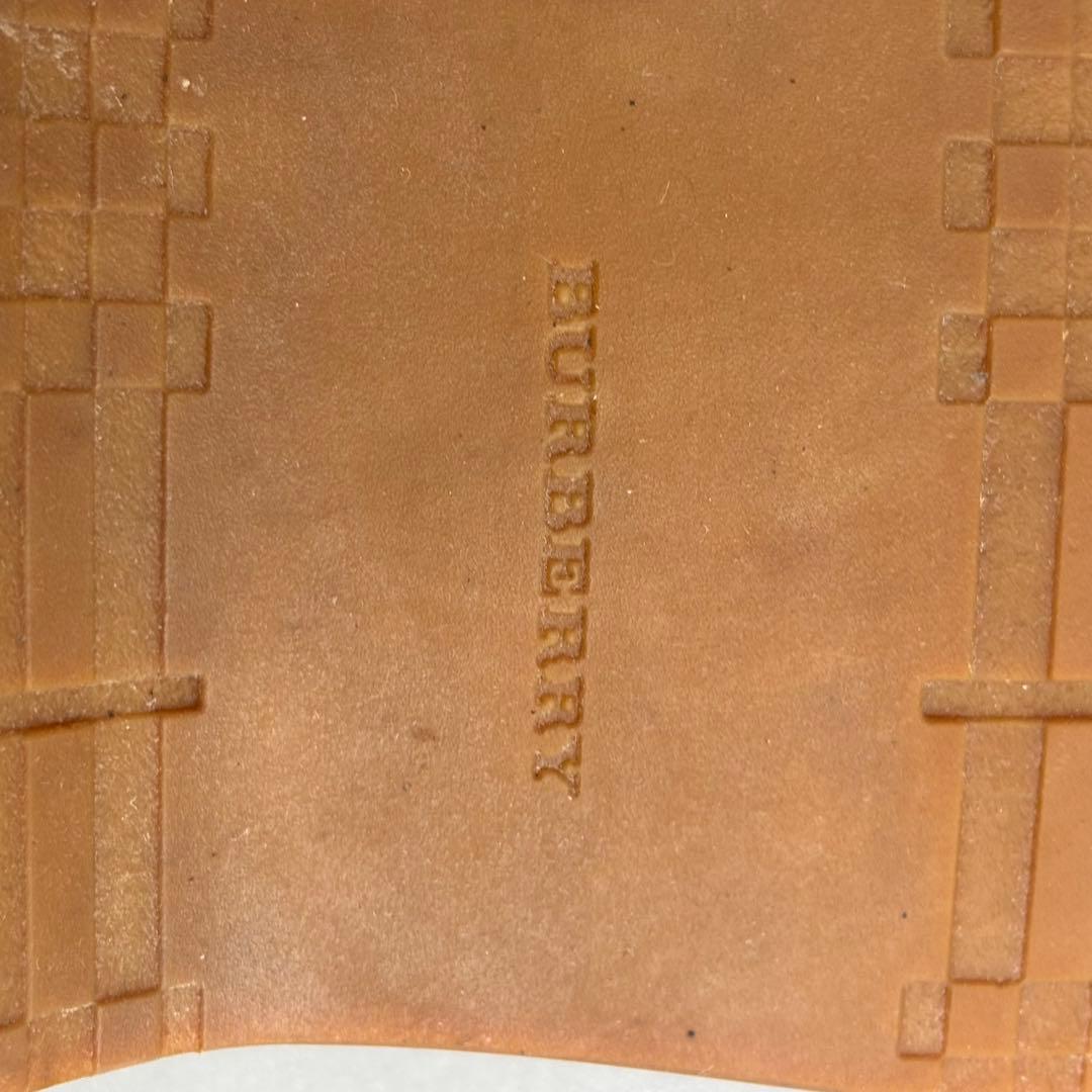 バーバリーロンドン デッキシューズ ネイビー レザー シボ革