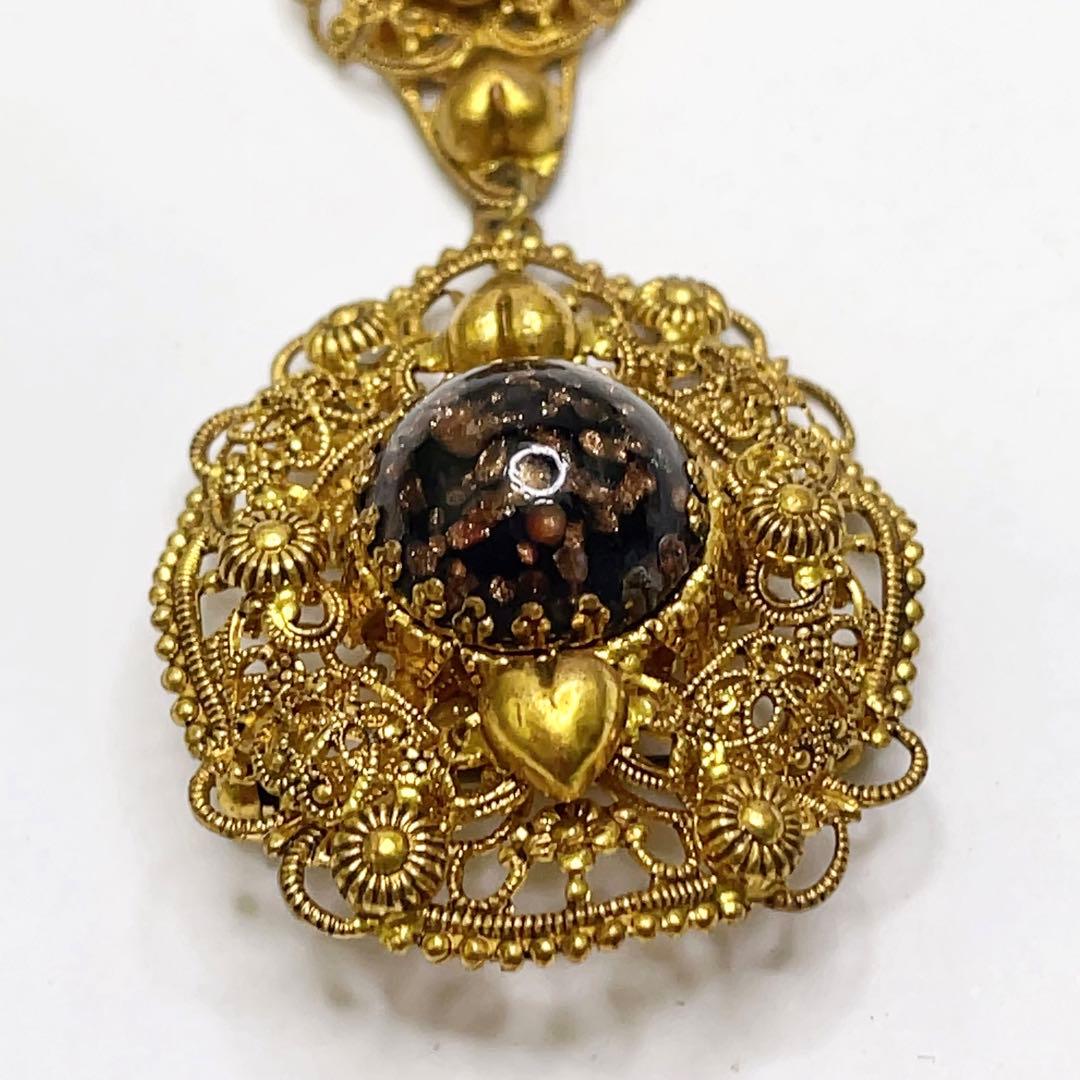 W.GERMANY 天然石 ヴィンテージ ロング ブローチ 西ドイツ製 揺れる