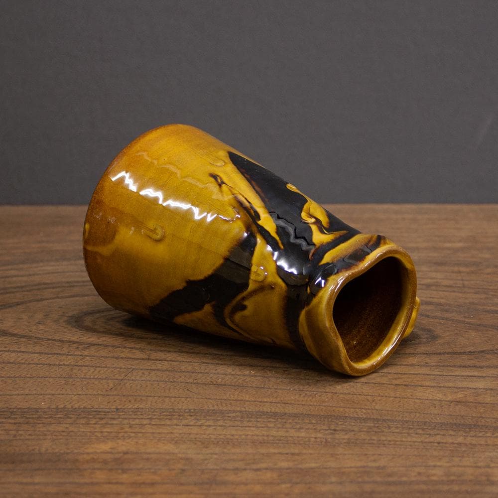 布志名焼 ピッチャー 高さ15cm 民芸 昭和レトロ （マーブル柄1）