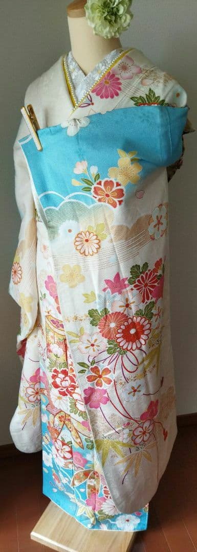 セール中！　367.可愛い振袖7点セット　正絹　フルセット　成人式