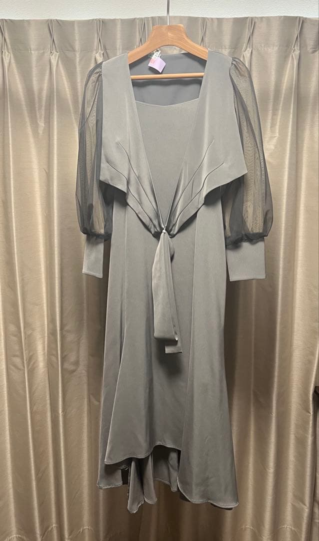 【ピーナッツ】冬用：クロスデザインブラウスセットドレス(結婚式)