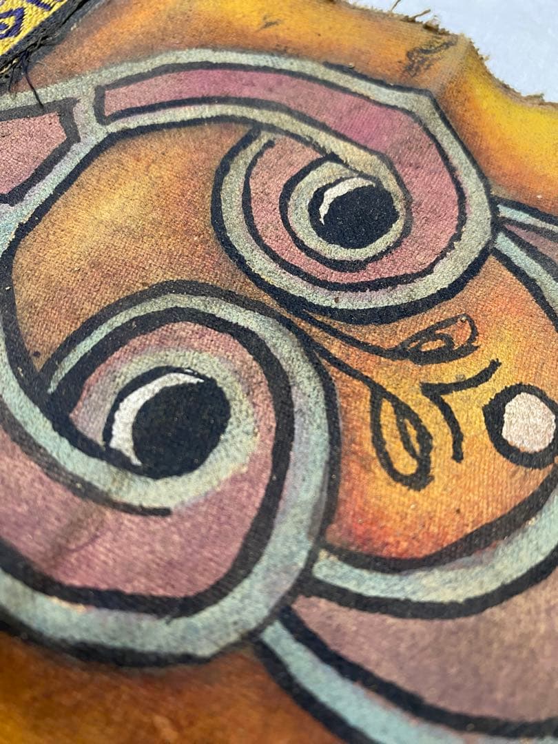 エチオピア製　正教画　手描き　皮製　巻物　アート　骨董品　掛け軸