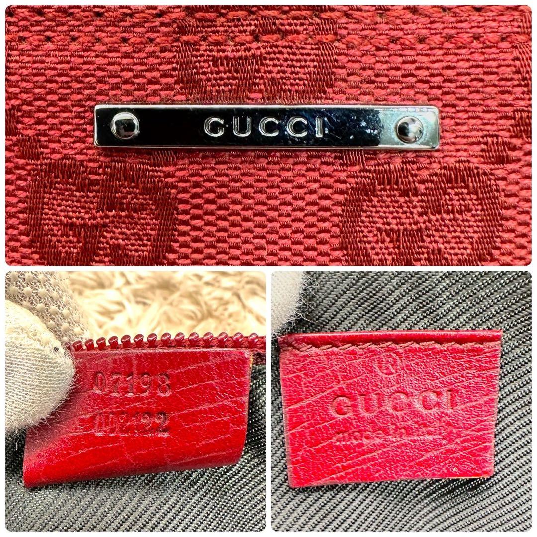 【美品】 GUCCI アクセサリーポーチ キャンバス 赤 GG柄