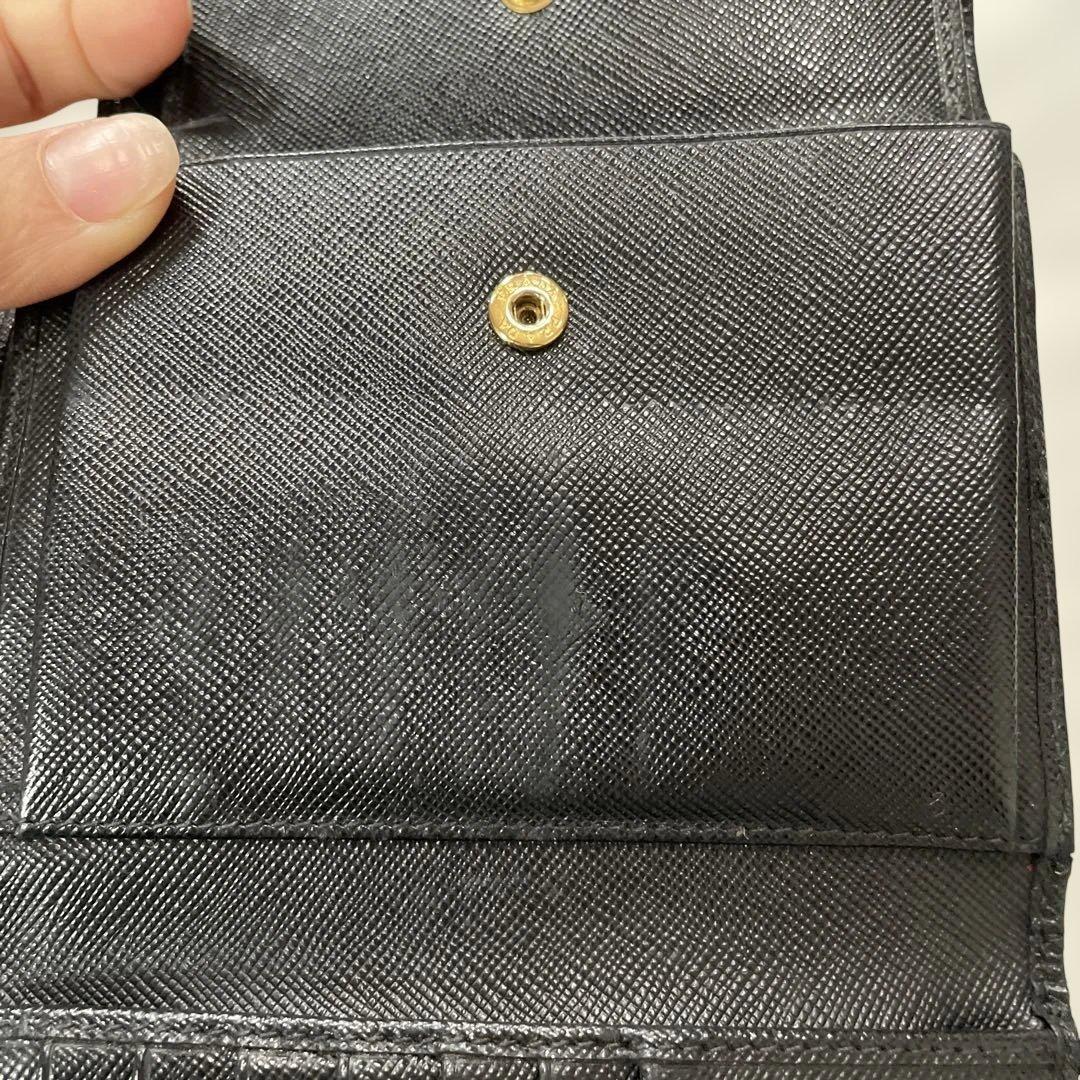 PRADA 二つ折り財布 ブラック サフィアーノレザー