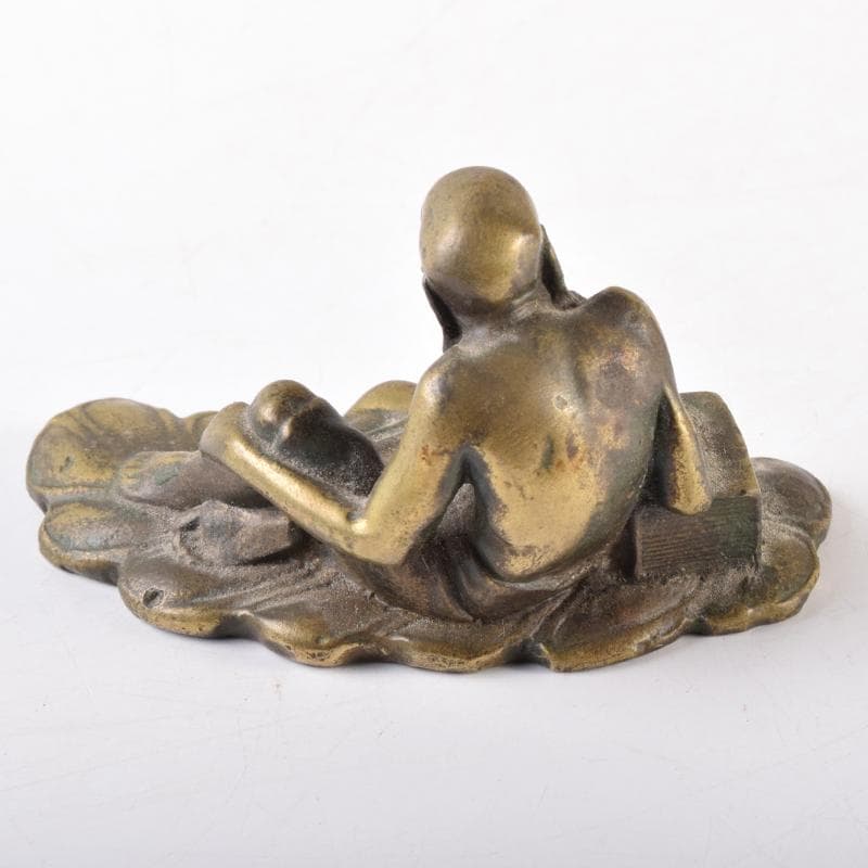 中国　古銅鍍金　達磨像　仏像　紙鎮　置物　C　7034