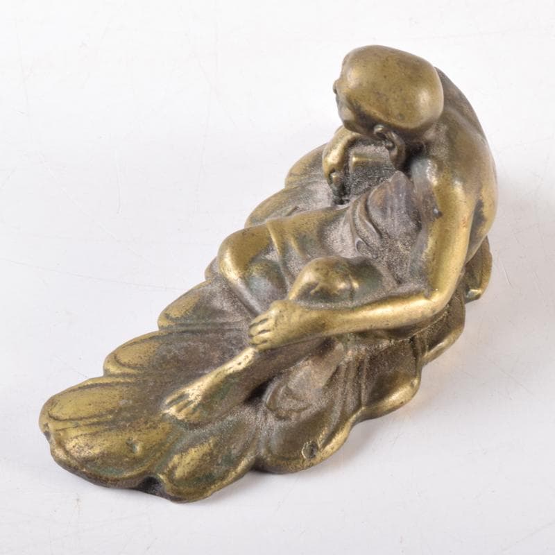 中国　古銅鍍金　達磨像　仏像　紙鎮　置物　C　7034