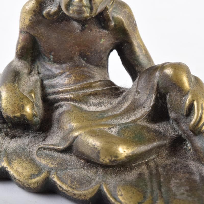 中国　古銅鍍金　達磨像　仏像　紙鎮　置物　C　7034