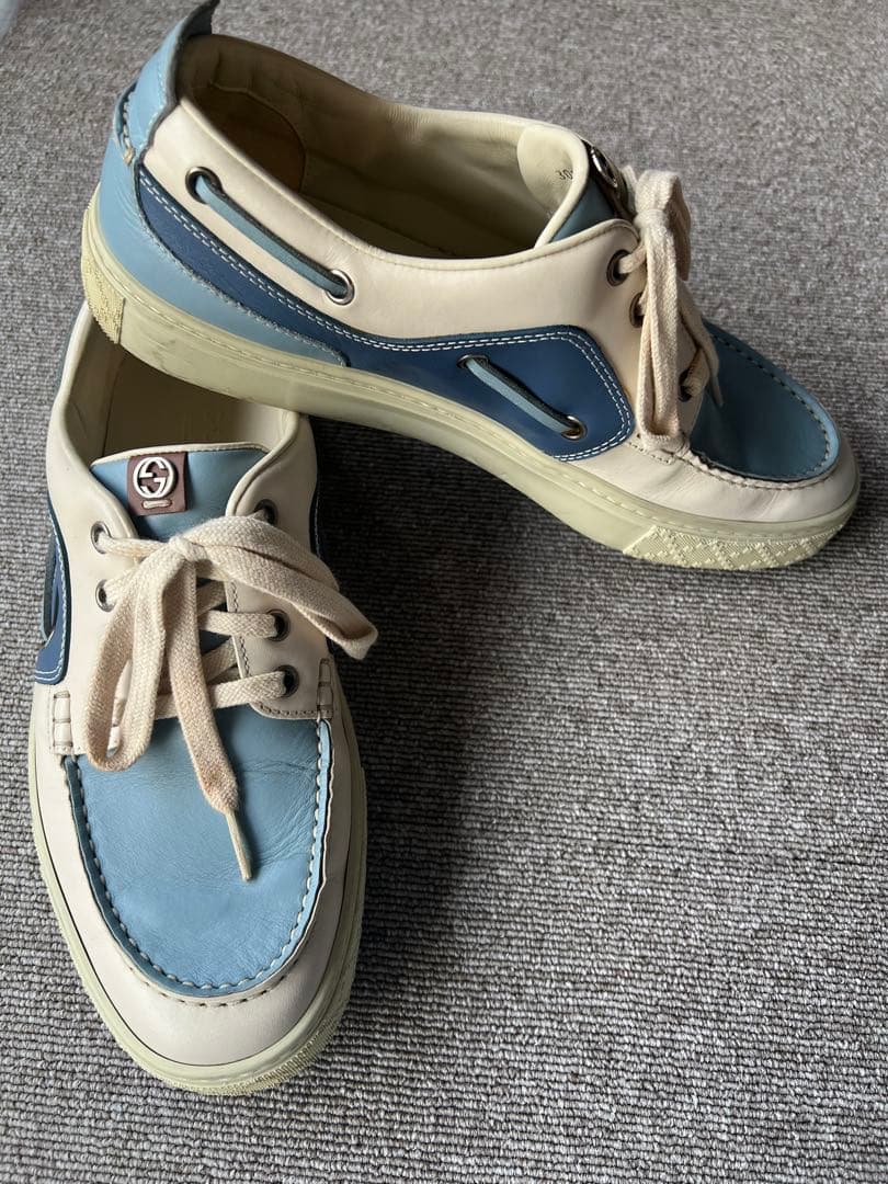 GUCCI デッキシューズ 青/アイボリー