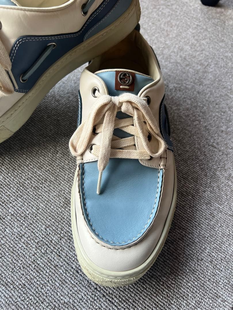 GUCCI デッキシューズ 青/アイボリー