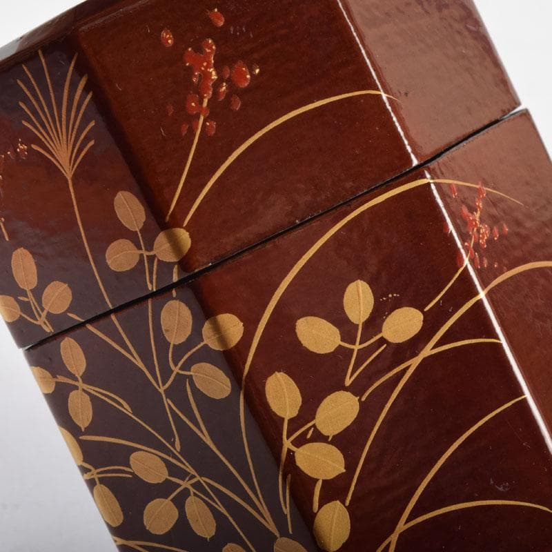 茶道具　山中塗　道場宗廣作　宗観好　一閑　八角茶器　共箱　V　8770