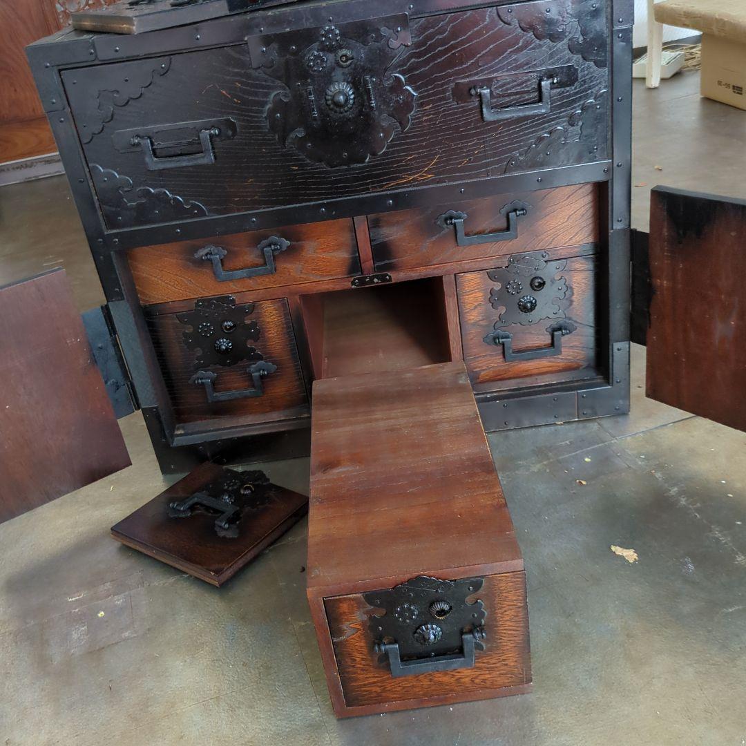 れいちゃん 箪笥 古材 古金具 引き出し 隠し箱 手提げ 飾り棚