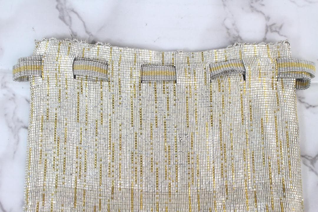 ♡Karat キャラット メタルビーズバック 巾着 ポーチ ゴールド系 ケース付