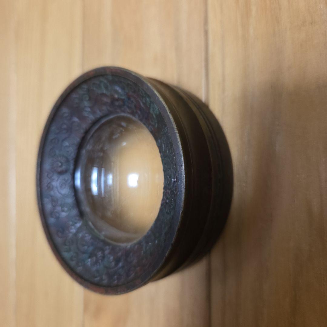 真鍮製？のアンティークな珍品　拡大鏡とフリーカップ2点セット➕️オマケ付き