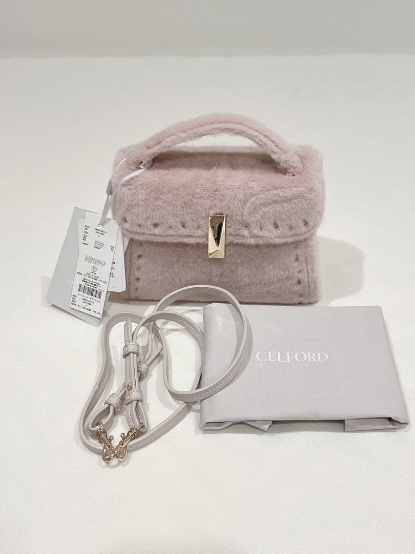CELFORD ビジュースタッズファーポシェット PNK