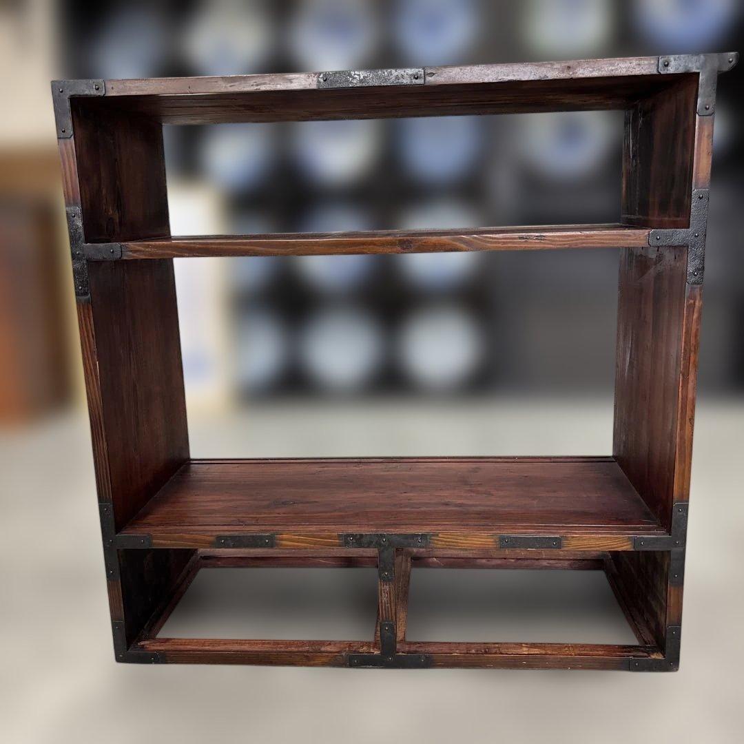 時代 帳場箪笥 両面仕様 車箪笥 鍵付き 民芸家具 和モダン 古家具