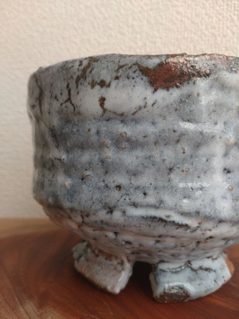 龍南 大振割高台茶碗 『氷壁』冬 共箱 茶道具 鬼萩