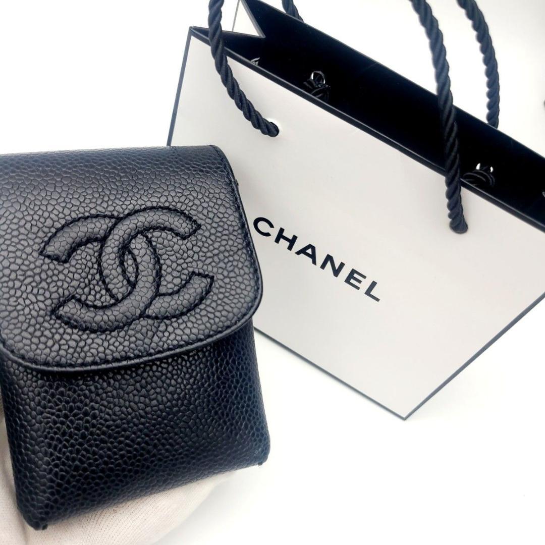 美品 シャネル キャビアスキン タバコケース　シガレット ココマーク シール