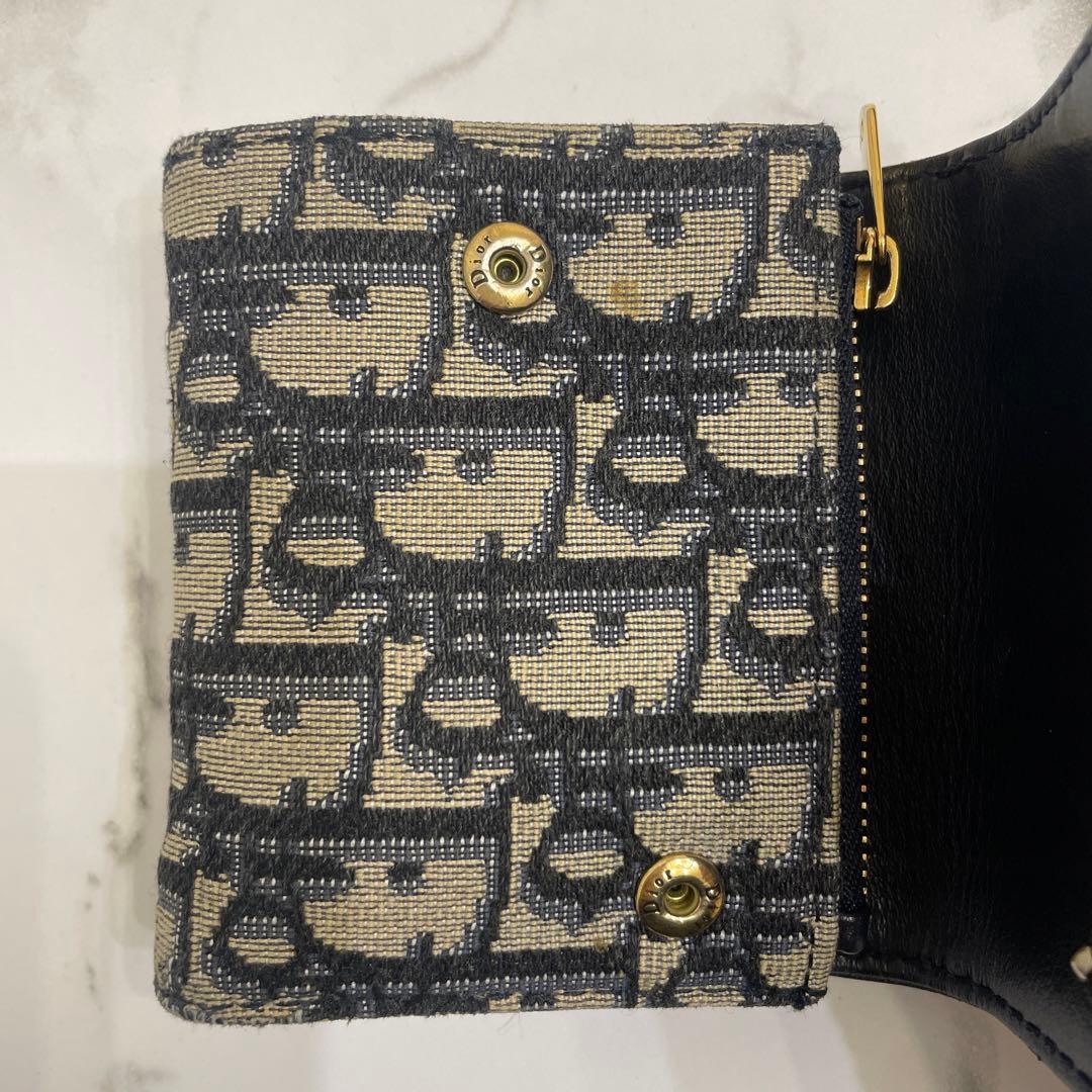 Dior 三つ折り財布 ベージュ/ネイビー　箱無し
