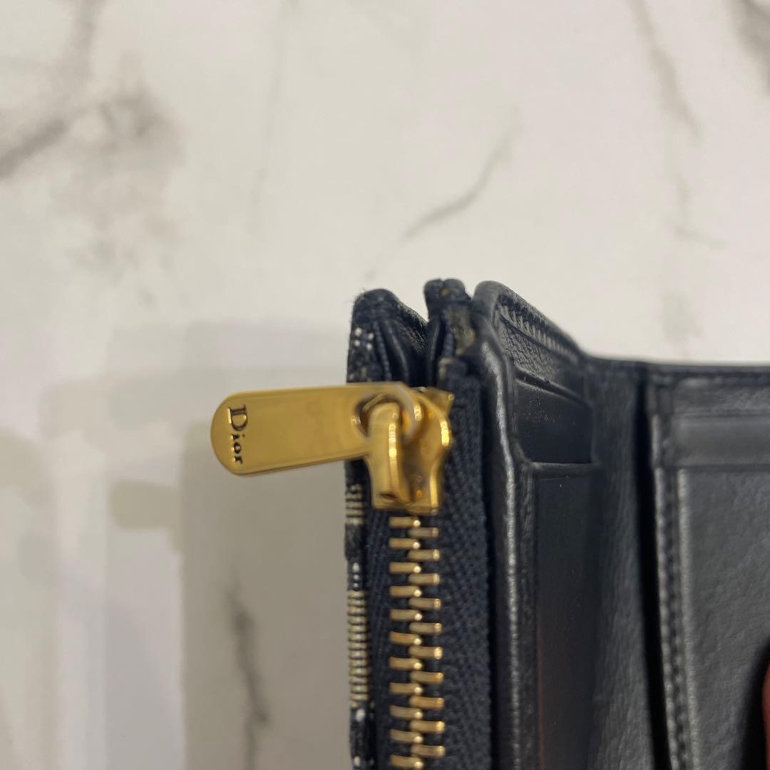 Dior 三つ折り財布 ベージュ/ネイビー　箱無し