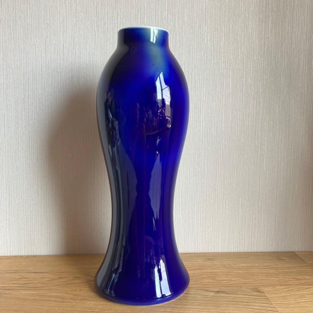 深川製磁　ルリ三彩　花瓶