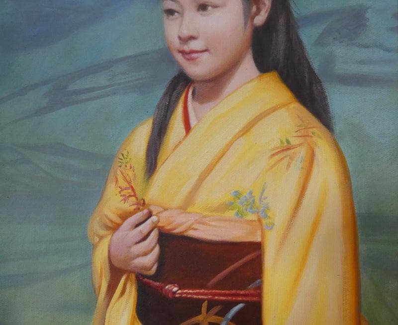 【値下げ】人物画　油絵　清水悦男　少女　F6号　額付き　手描き　肉筆