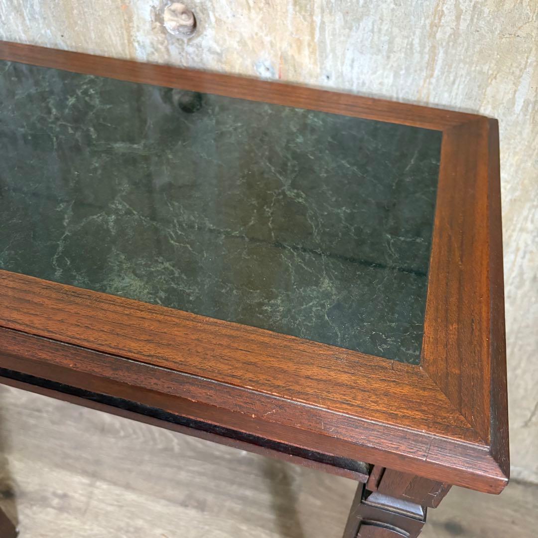 フランスヴィンテージ　大理石トップ　オーク材　サイドテーブル　コンソール