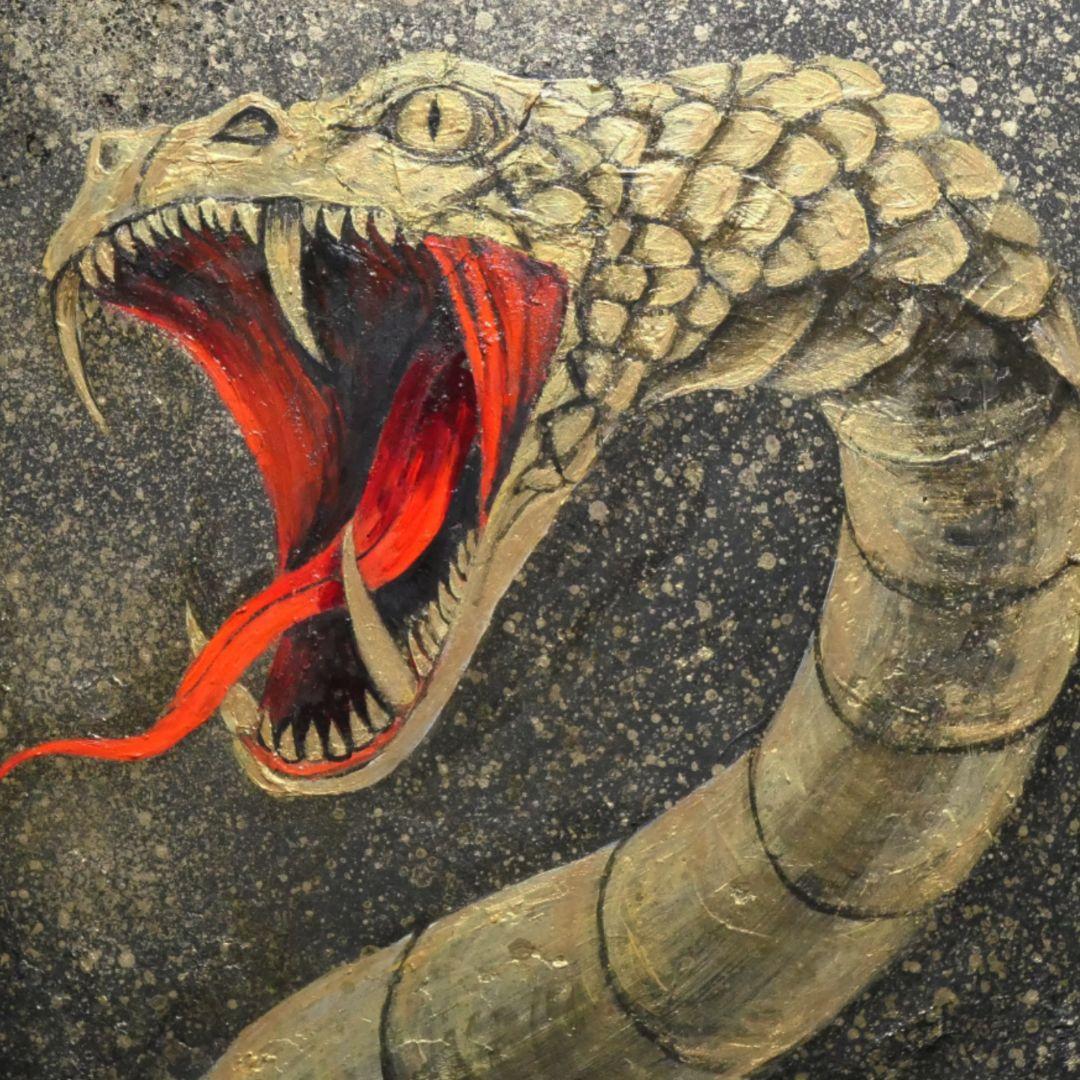 油絵 油彩 油彩画 絵 絵画【黄金の蛇】