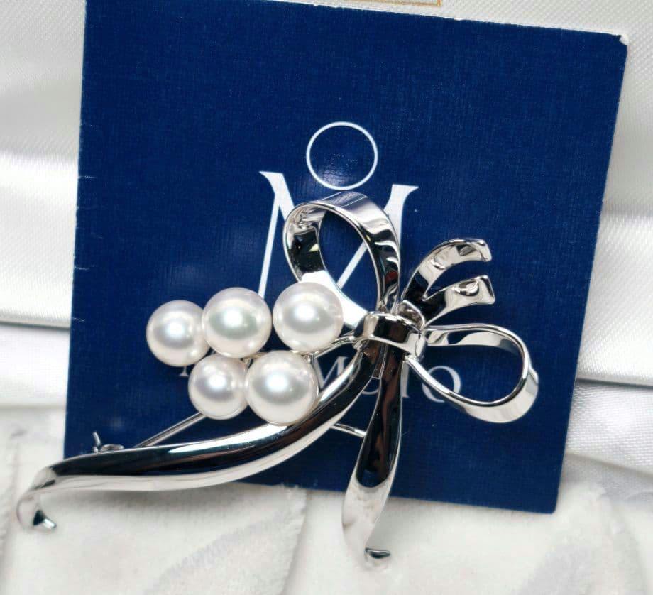 【未使用級 最高級】ミキモト ブローチ パール リボン 愛子様 ご着用 箱付き