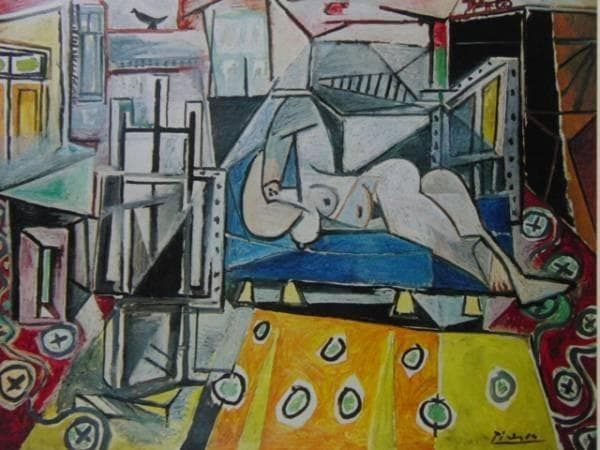 ピカソ、アトリエの裸婦、希少画集画、新品額装付