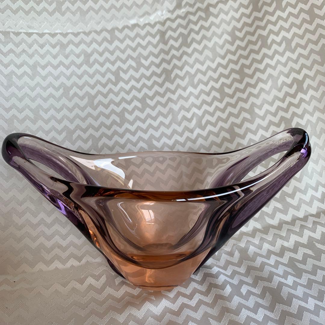 紫とオレンジのガラス花瓶 ムラノグラスアート　イタリア製　クリスマス