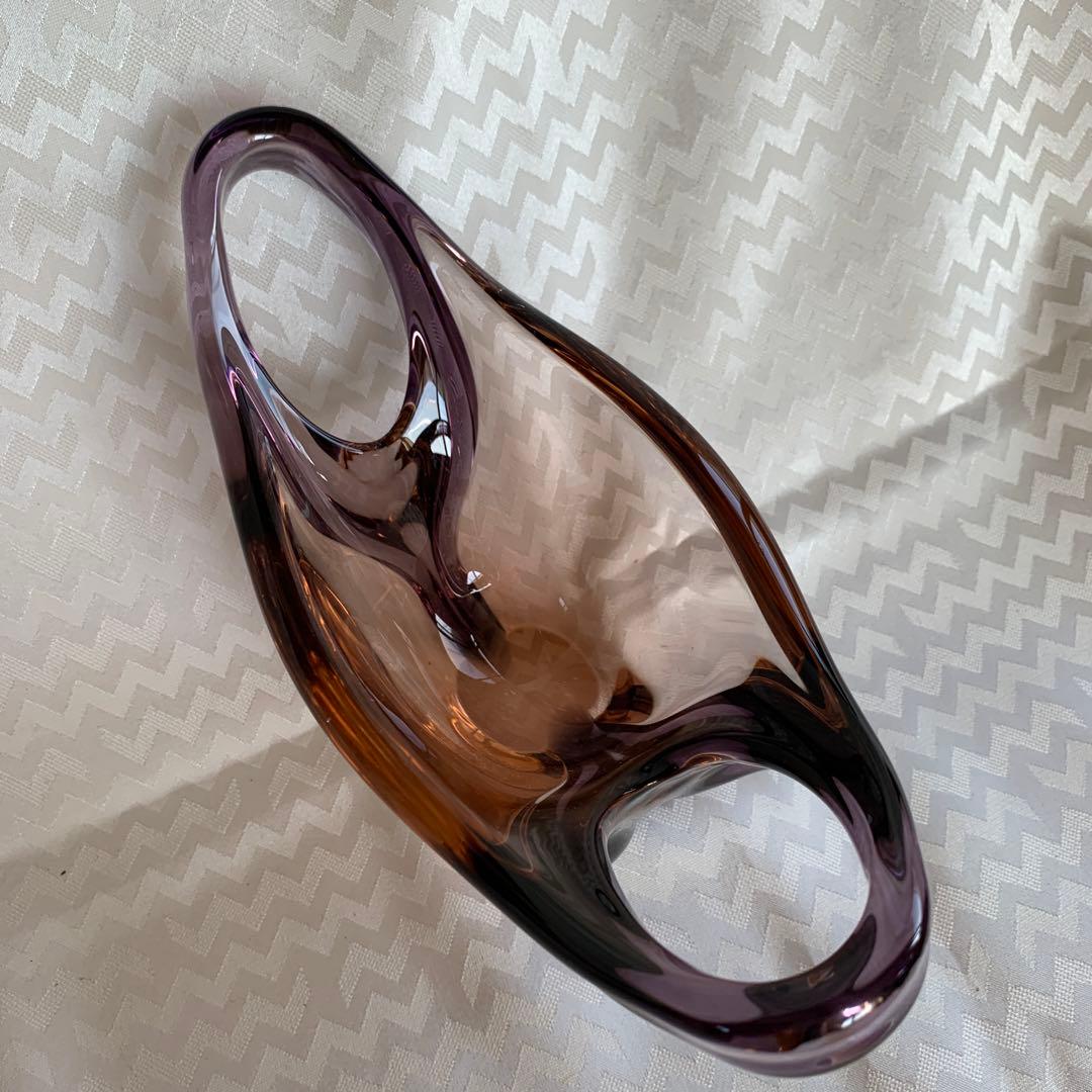 紫とオレンジのガラス花瓶 ムラノグラスアート　イタリア製　クリスマス