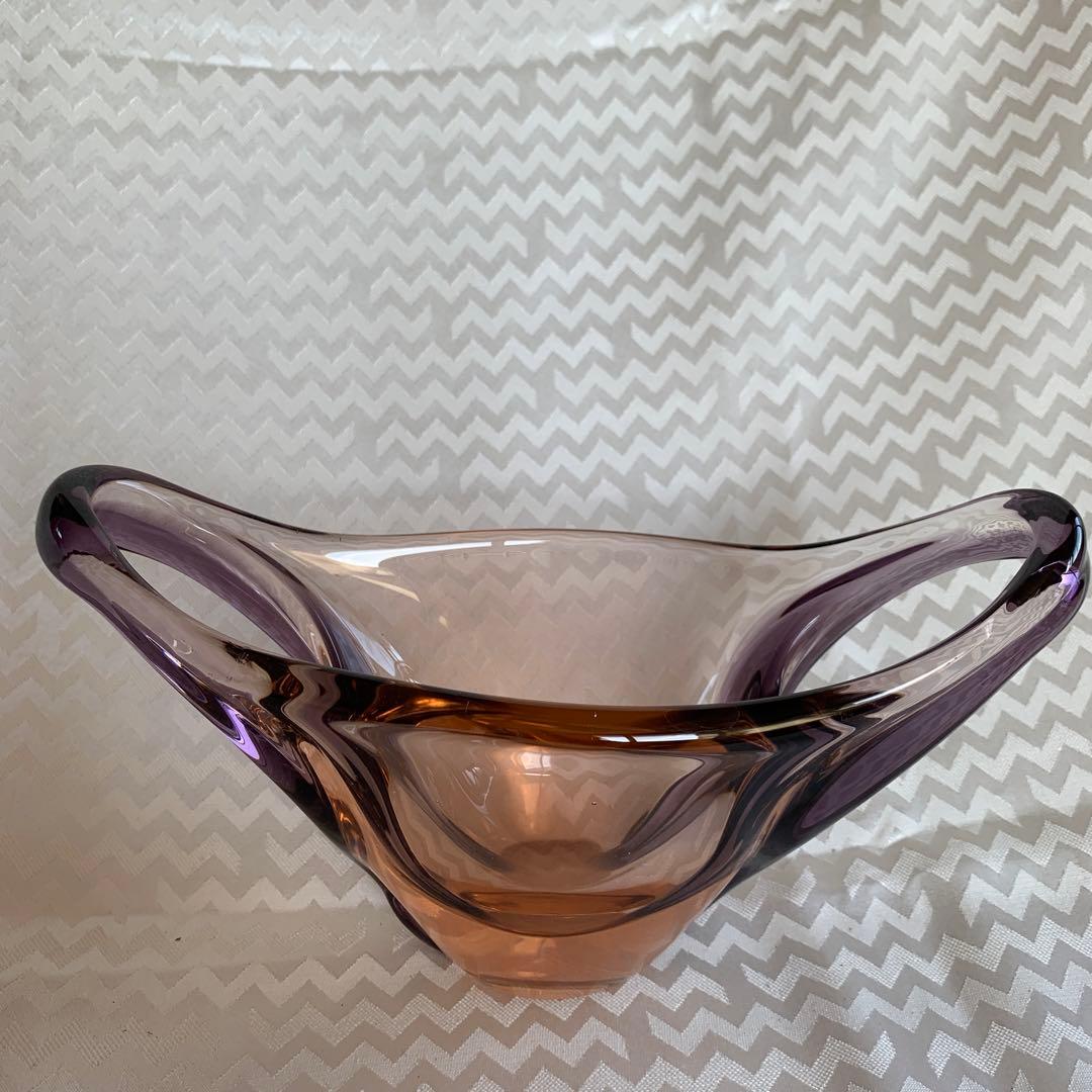 紫とオレンジのガラス花瓶 ムラノグラスアート　イタリア製　クリスマス