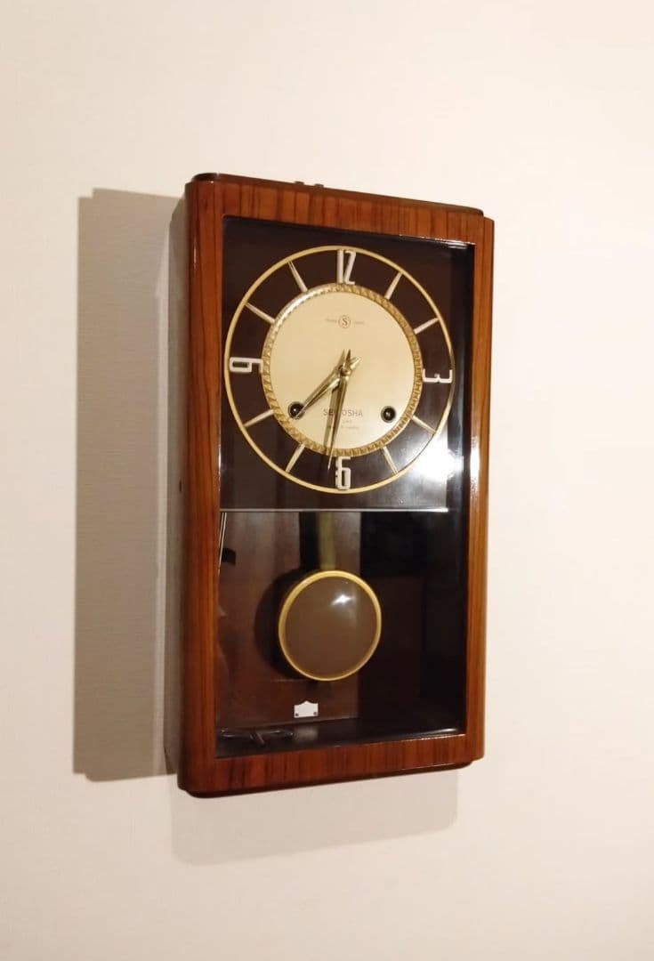 柱時計　精工舎　二週間巻スリゲル　昭和レトロ　ゼンマイ　ユンハンス