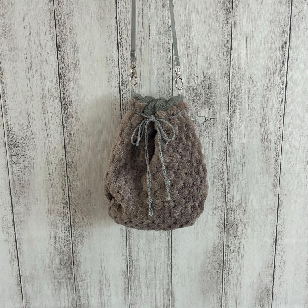 フクモモ仲良し巾着ポーチ　かのこチャコールグレー