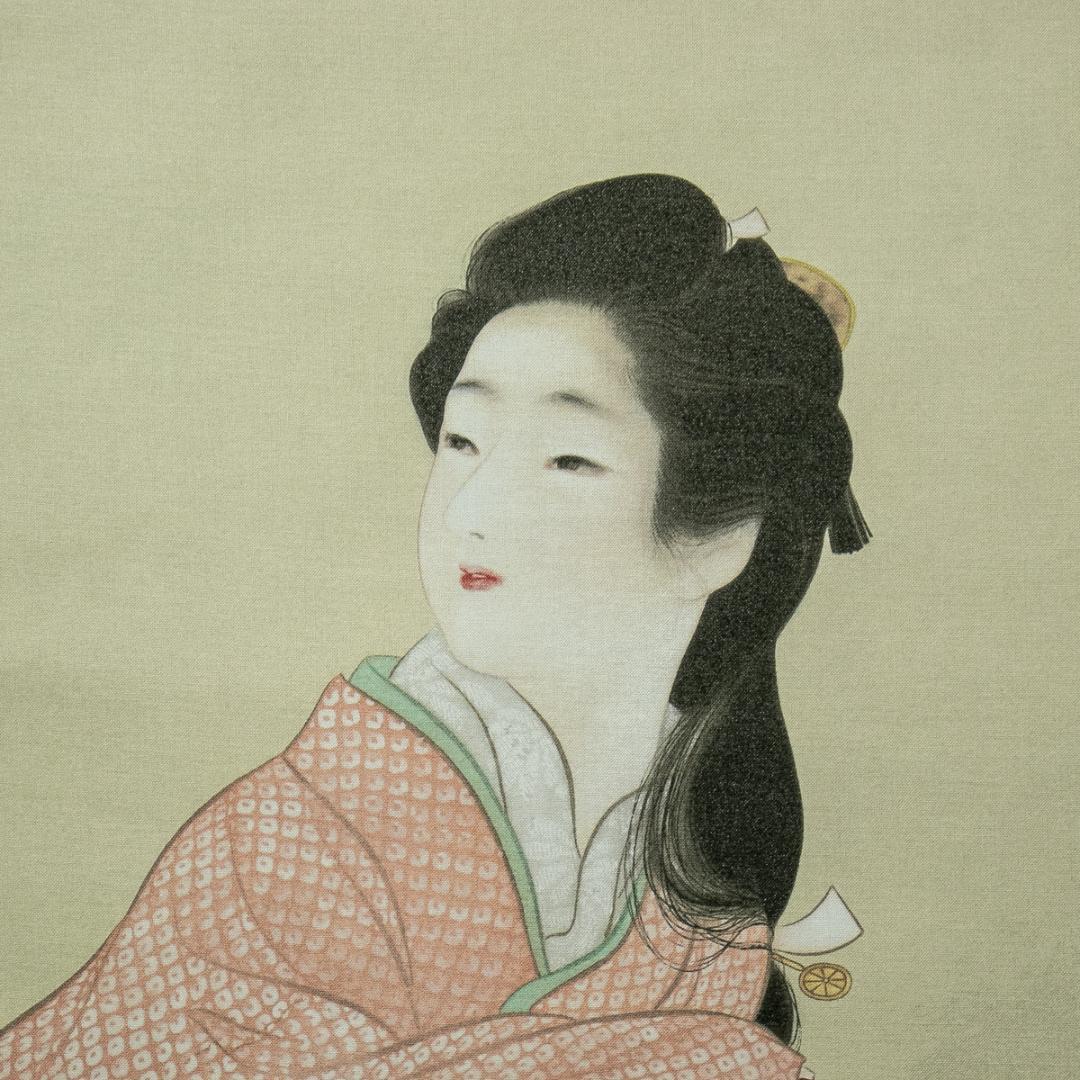 掛軸-1694　上村松園　娘深雪　シルクスクリーン　限定500部の内354番