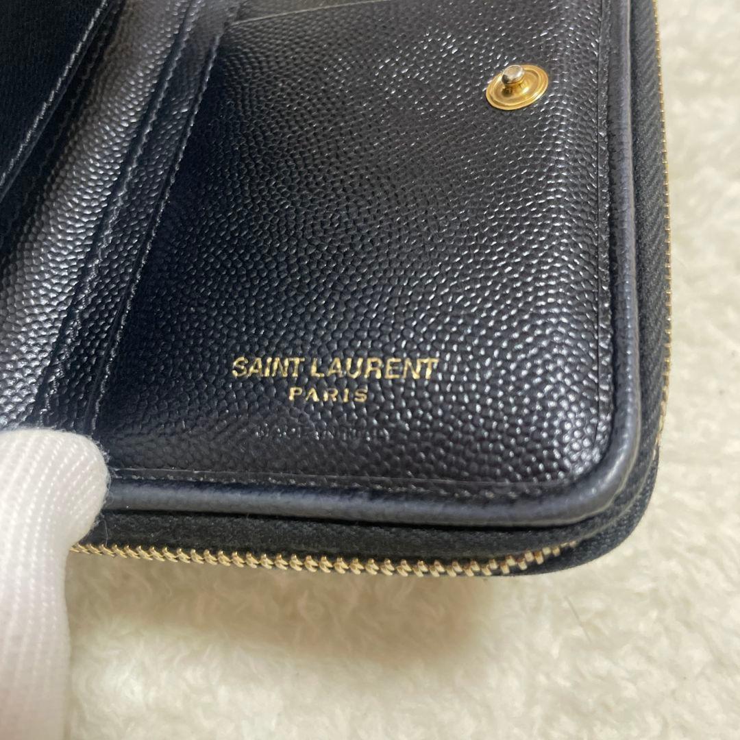 SAINT LAURENT　サンローラン　キャビアスキン　折り財布